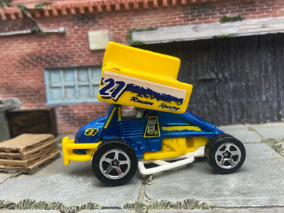 Loose Hot Wheels: Sprint Car - Blue and Yellow