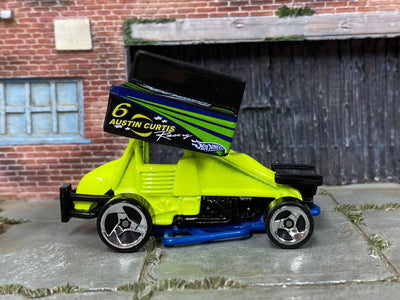 Loose Hot Wheels -Sprint Car - Neon Yellow and Black 6