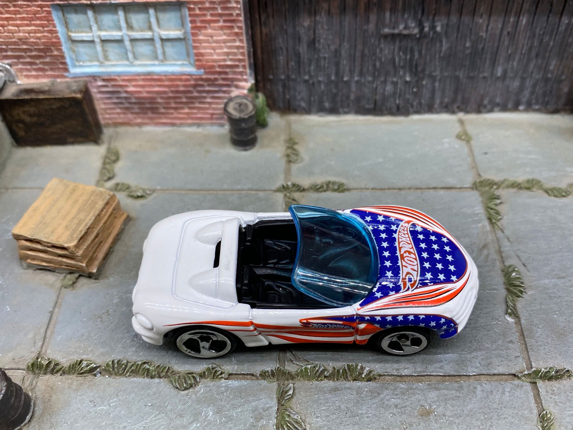 Loose Hot Wheels - Sting Ray III - White with Stars and Stripes