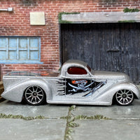Loose Hot Wheels - Super Smooth Hot Rod Truck - Silver Skull and Cross Bones Pirate
