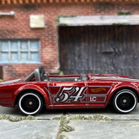 Loose Hot Wheels - Triumph TR6 - Dark Red and White 54
