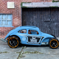 Loose Hot Wheels - VW Custom Volkswagen Beetle - Satin Blue, Black and White Hot Wheels