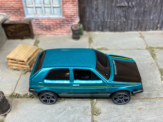 Loose Hot Wheels - VW Volkswagen Golf - Teal and Black