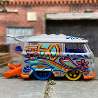 Loose Hot Wheels: VW Volkswagen Kool Kombi - Gray and Orange Peace Sign Livery
