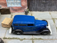 Matchbox 1933 Plymouth Blue and Black loose diecast - side profile detail shot