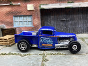Matchbox 1935 Ford Pick Up Truck Blue Kingson Pop Livery - rear angle view showing tampo details