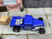 Matchbox 1935 Ford Pick Up Truck Blue Kingson Pop Livery loose diecast - side profile detail shot