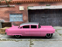 Matchbox 1955 Cadillac Fleetwood Pink and Silver loose diecast - side profile detail shot