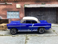 Matchbox 1955 Chevy Bel Air in Blue and White, loose diecast car