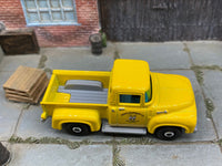 Matchbox 1956 Ford Pickup Yellow Mooneyes Livery loose diecast - side profile detail shot