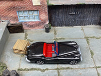 Matchbox 1956 Jaguare XK140 Convertible Dark Gray Metallic loose diecast - side profile detail shot