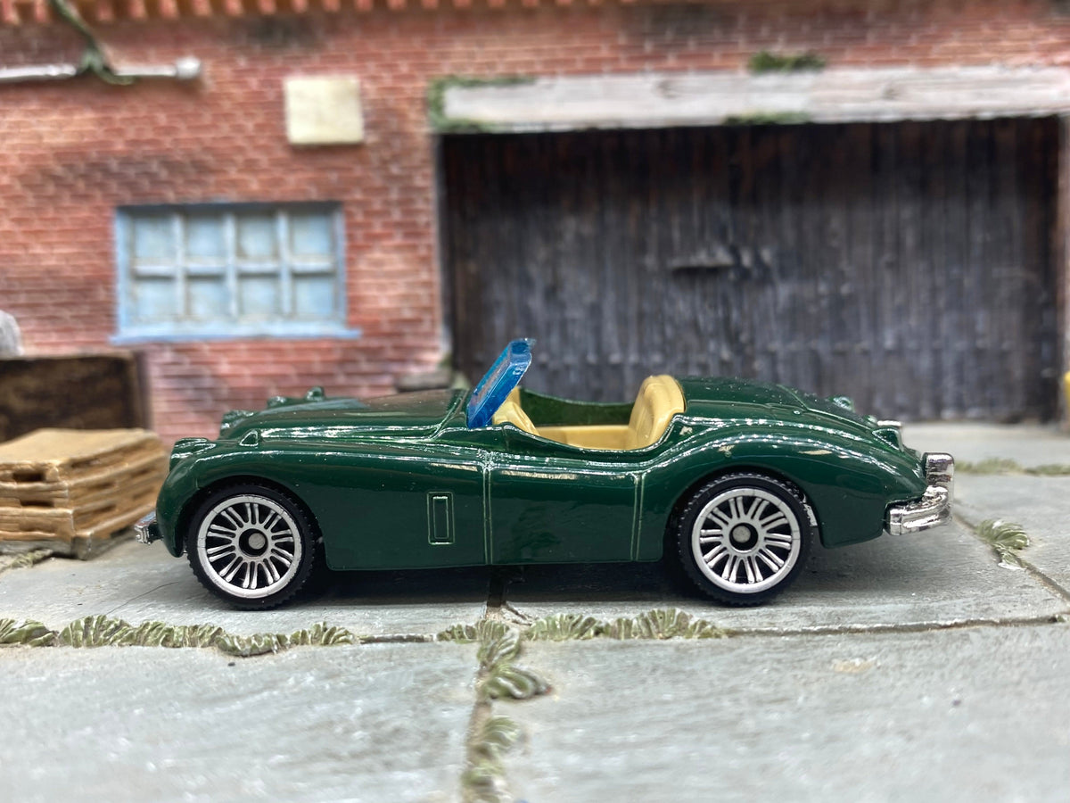Matchbox 1956 Jaguar XK140 Convertible in Dark Green, loose diecast car
