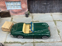 Matchbox 1956 Jaguare XK140 Convertible Dark Green loose diecast - side profile detail shot