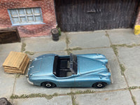 Matchbox 1956 Jaguare XK140 Convertible Light Blue loose diecast - side profile detail shot