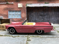 Matchbox 1957 Ford Thunderbird T-Bird Pink - rear angle view showing tampo details