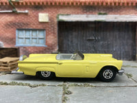 Matchbox 1957 Ford Thunderbird T-Bird Yellow - rear angle view showing tampo details