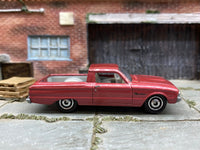 Matchbox 1961 Ford Falcon Ranchero Pink and Gray - rear angle view showing tampo details