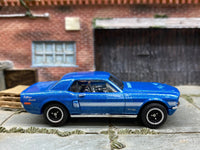 Matchbox 1968 Ford Mustang GT SC California Special in Blue and White, loose diecast car