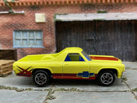 Matchbox 1970 Chevy El Camino in Yellow and Burgundy, loose diecast car