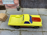 Matchbox 1970 Chevy El Camino Yellow and Burgundy loose diecast - side profile detail shot