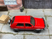 Matchbox 1990 VW Volkswagen Golf Red loose diecast - side profile detail shot