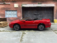 Matchbox 1998 Chevy Camaro SS Convertible Red - rear angle view showing tampo details