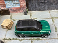 Matchbox 2011 Mini Copper Countryman Green - rear angle view showing tampo details
