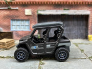 Matchbox 2015 Kawasaki Teryx 4 LE Buggy Dark Gray - rear angle view showing tampo details