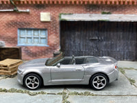 Matchbox 2018 Chevy Camaro Silver - rear angle view showing tampo details