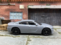 Matchbox 2018 Dodge Charger Gray - rear angle view showing tampo details
