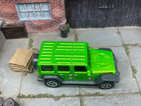 Matchbox 2018 Jeep Wrangler JL 4 Door Green loose diecast - side profile detail shot