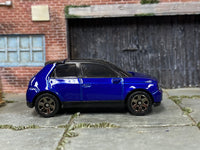 Matchbox 2020 Honda E Dark Blue - rear angle view showing tampo details