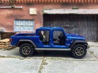 Matchbox 2020 Jeep Gladiator Truck Blue - rear angle view showing tampo details
