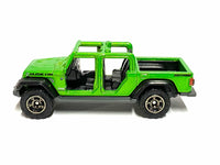 Matchbox 2020 Jeep Gladiator Truck Green - rear angle view showing tampo details