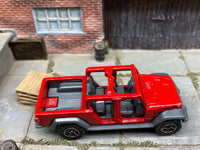 Matchbox 2020 Jeep Gladiator Truck Red loose diecast - side profile detail shot
