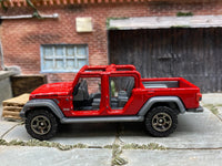 Matchbox 2020 Jeep Gladiator Truck Red - rear angle view showing tampo details