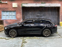 Matchbox 2020 Mercedes-Benz CLA Shooting Brake Black - rear angle view showing tampo details