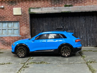 Matchbox Audi E-Tron Blue - rear angle view showing tampo details