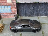 Matchbox Audi R8 Dark Gray loose diecast - side profile detail shot