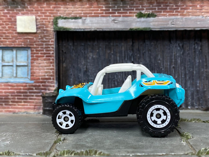 Matchbox Baja Bandit Dune Buggy in Light Blue and White, loose diecast car