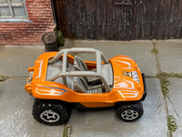 Matchbox Baja Bandit Dune Buggy Orange and Silver loose diecast - side profile detail shot