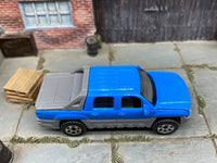 Matchbox Chevrolet Avalanche Blue and Gray loose diecast - side profile detail shot