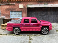 Matchbox Chevrolet Avalanche Pink - rear angle view showing tampo details