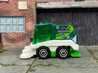 Matchbox City Sweeper green and white loose diecast - gallery image 3 of 3
