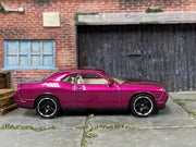 Matchbox Dodge Challenger Purple and Black - top-down overhead view of loose casting