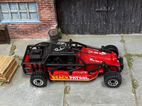 Matchbox Dune Buggy Red and Black Beach Patrol loose diecast - side profile detail shot