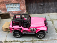 Matchbox Jeep CJ-7 4X4 Pink Cool Mud loose diecast - side profile detail shot