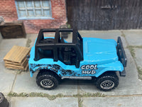 Matchbox Jeep CJ-7 4X4 Blue Cool Mud loose diecast - side profile detail shot