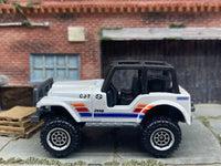 Matchbox Jeep CJ-7 4X4 in White, Red and Blue, loose diecast car