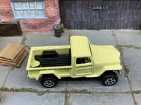 Matchbox 1951 Jeep Willys 4X4 Light Yellow loose diecast - side profile detail shot
